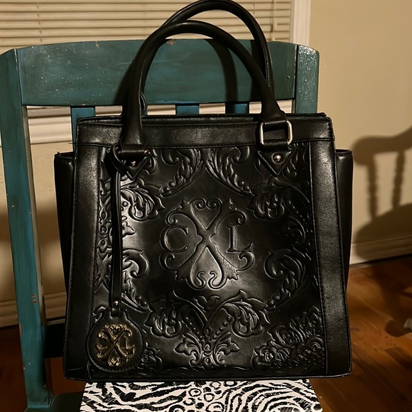 Christian Lacroix Bags Christian Lacroix Black Shoulder Bag With Gold Accents Poshmark